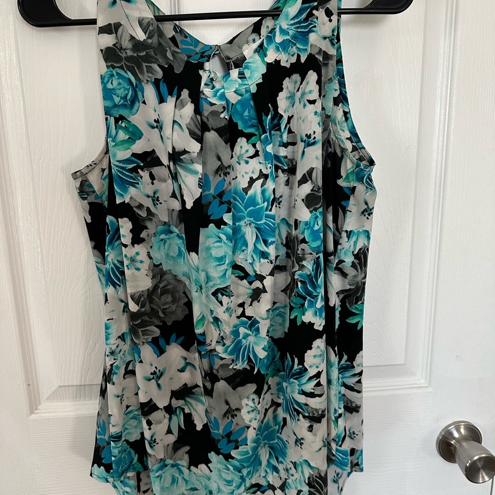 Calvin Klein Floral Sleeveless Top - Black and Blue